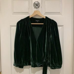 Madewell / Medium / Deep Green Velvet Wrap Top